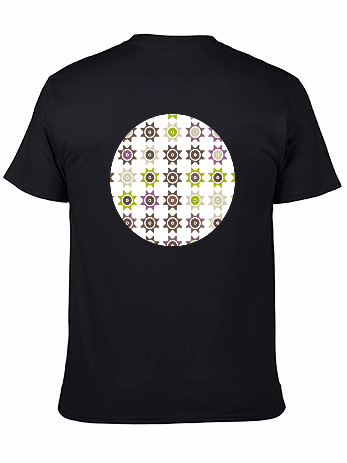 Patterned Graphic Tee - Black Cotton Blend Casual Wear
