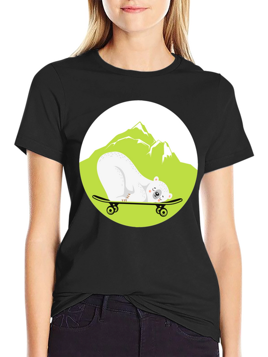 Cool Bear Skateboarder Graphic Tee - Black