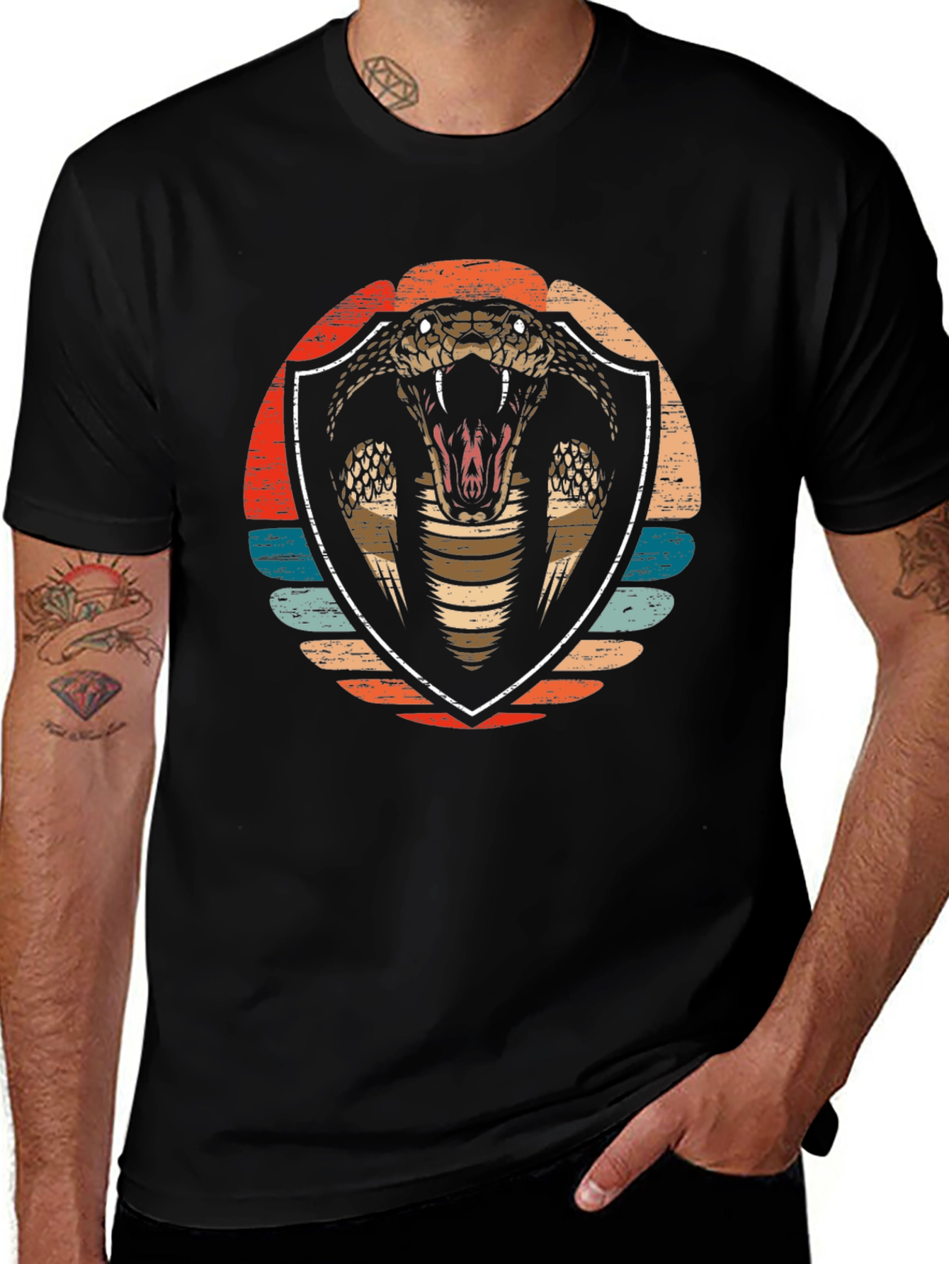 Cobra Graphic Tee - Retro Shield Design Soft Cotton