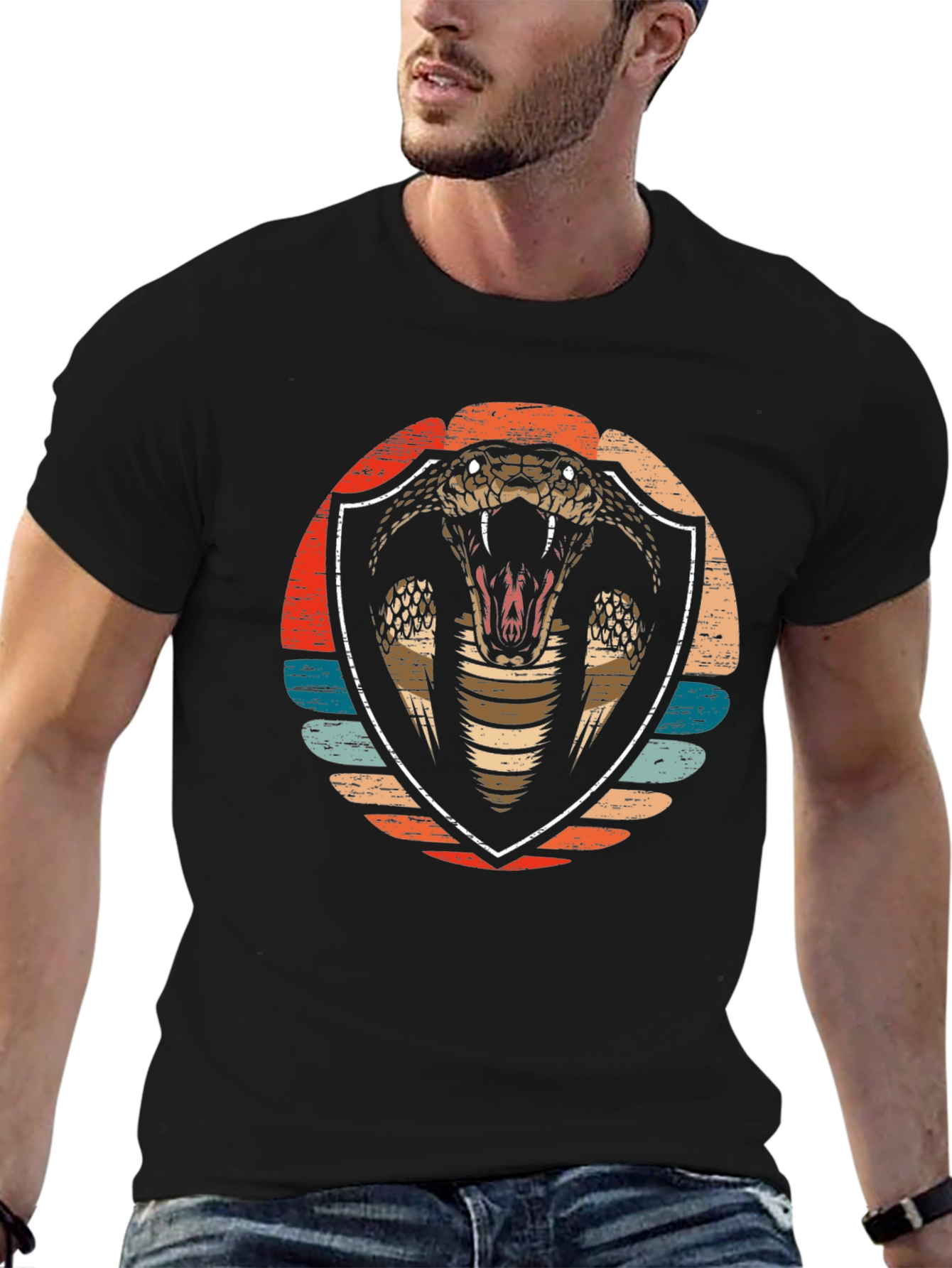 Cobra Graphic Tee - Retro Shield Design Soft Cotton