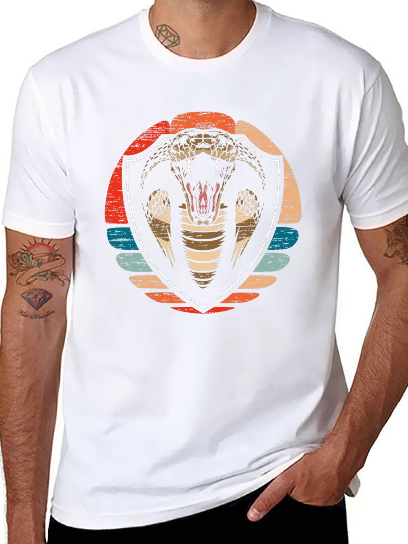 Cobra Graphic Tee - Retro Shield Design Soft Cotton