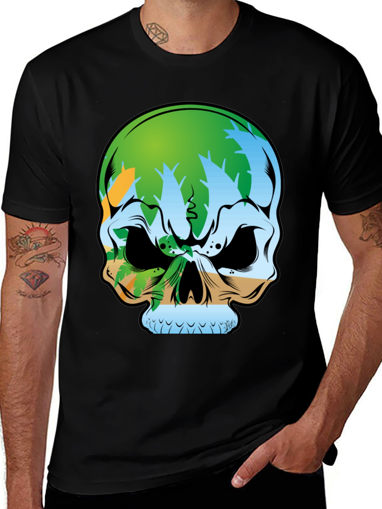 Tropical Skull Graphic Tee - Island Vibes