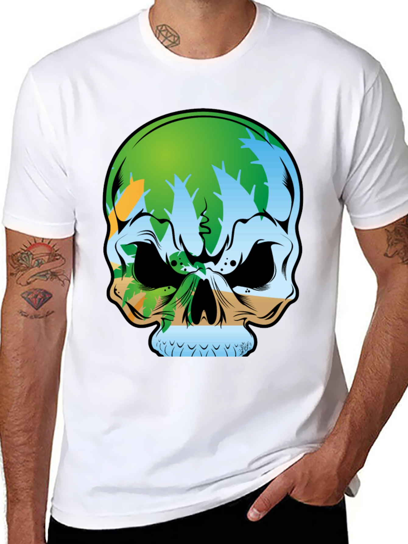 Tropical Skull Graphic Tee - Island Vibes