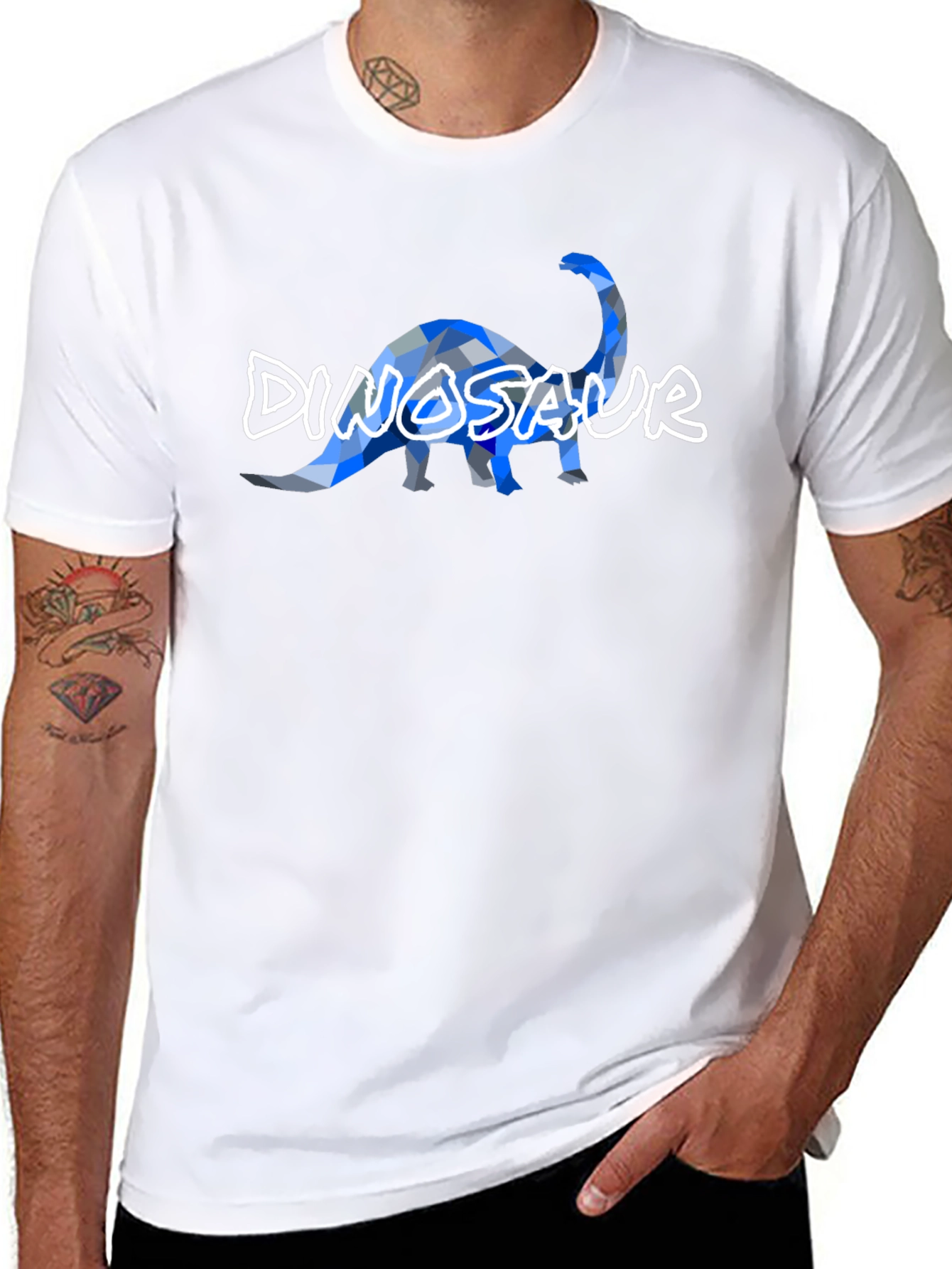 Dinosaur Geometric Graphic Print Mens Tee