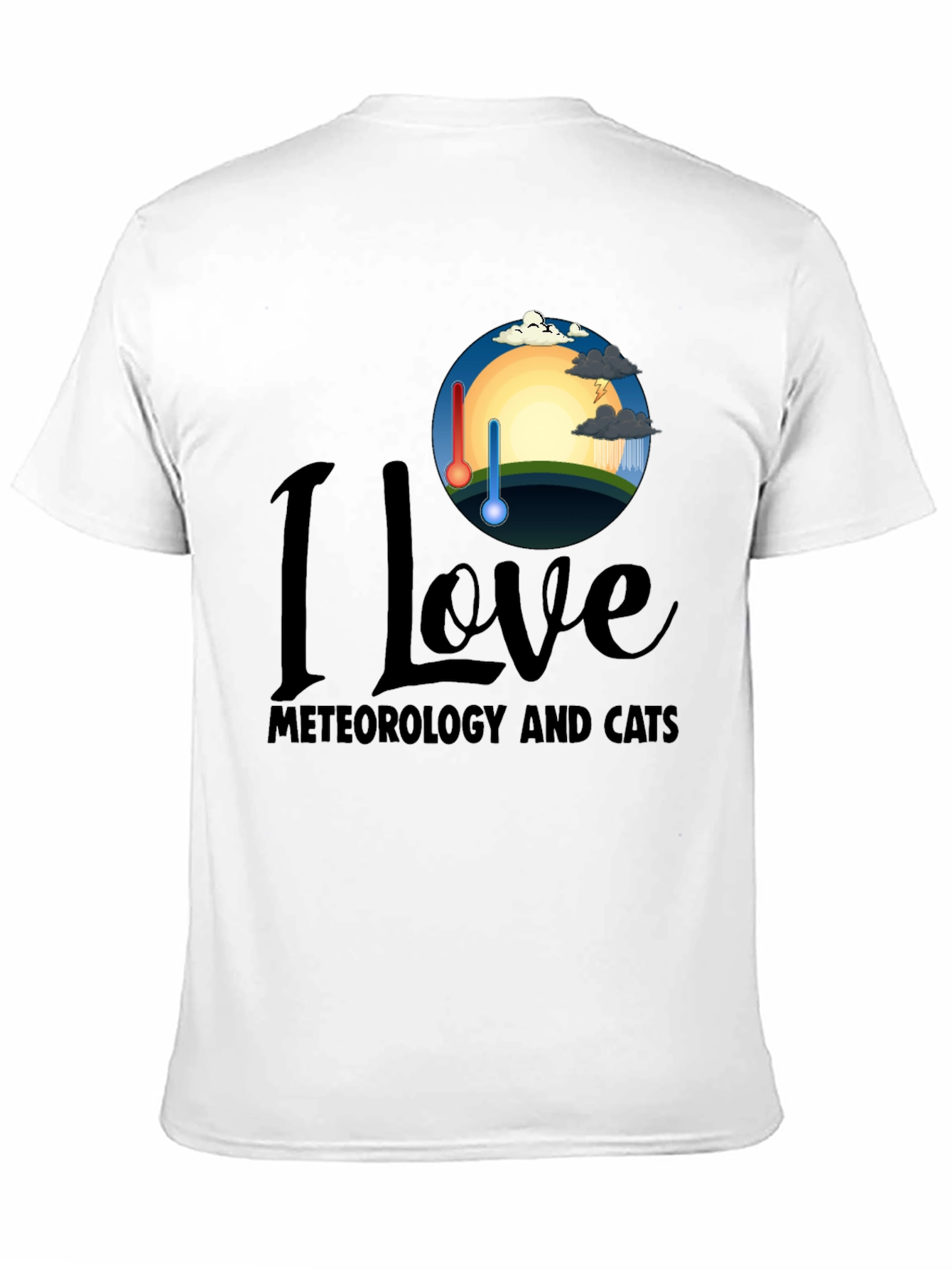 I Love Meteorology & Cats Black T-Shirt