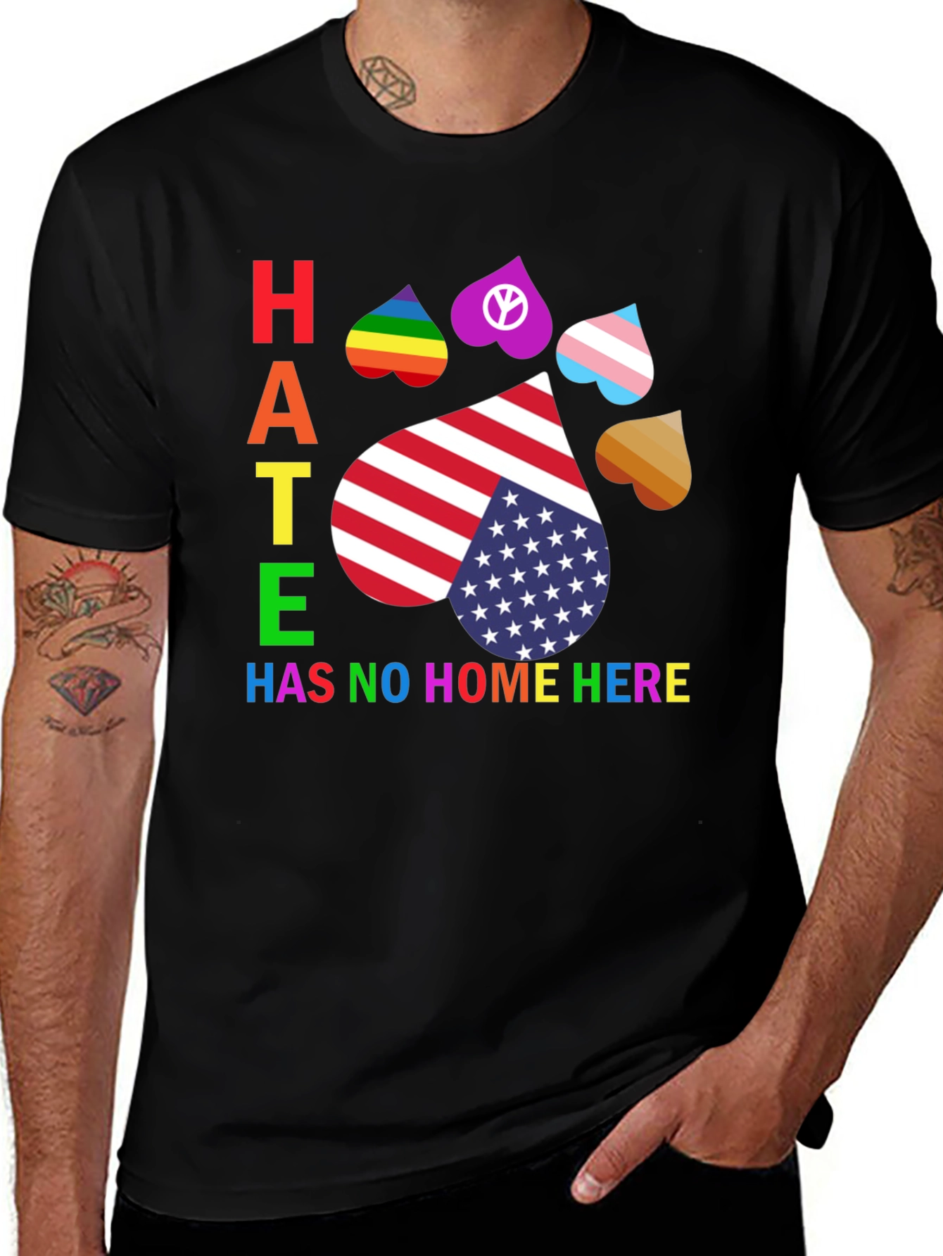 Hate Has No Home Here Pride Paw Print T-Shirt