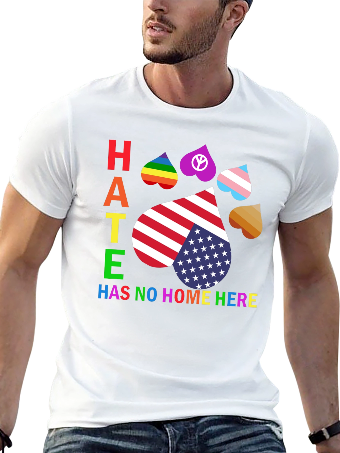 Hate Has No Home Here Pride Paw Print T-Shirt