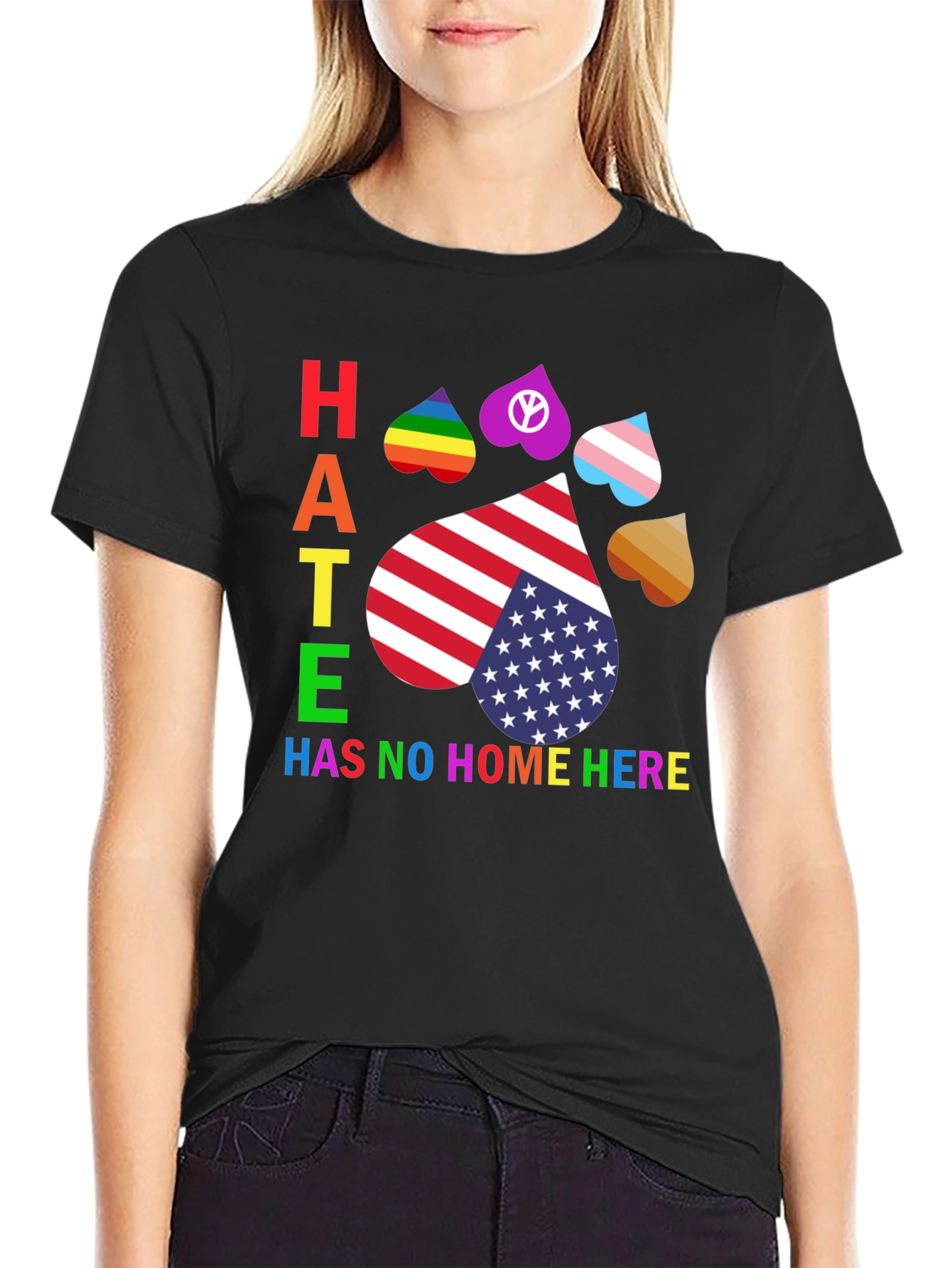Hate Has No Home Here Pride Paw Print T-Shirt