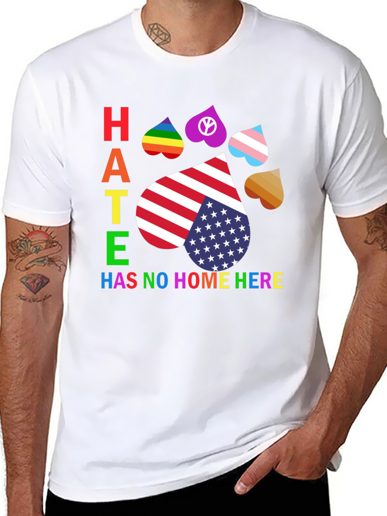 Hate Has No Home Here Pride Paw Print T-Shirt