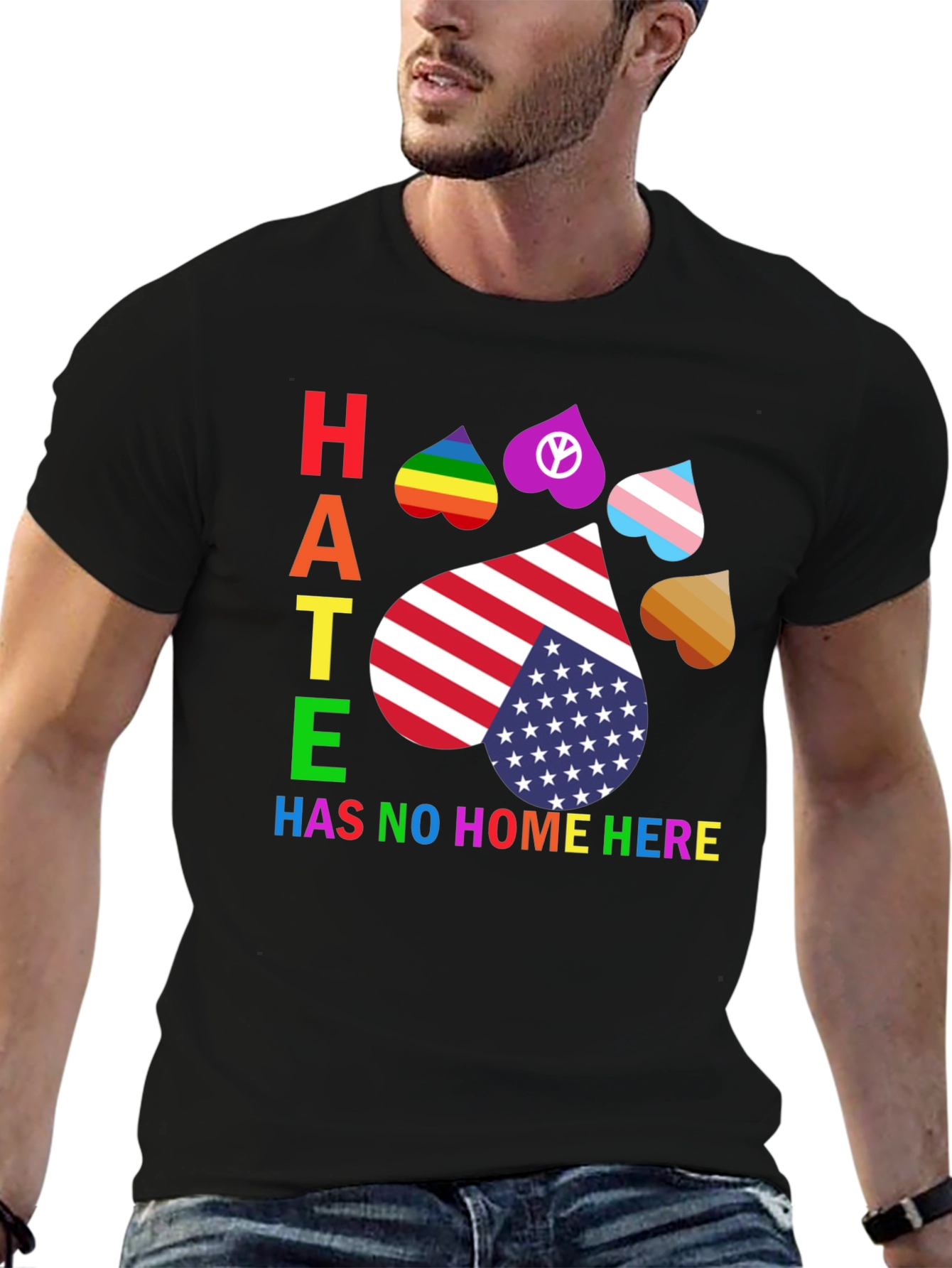 Hate Has No Home Here Pride Paw Print T-Shirt