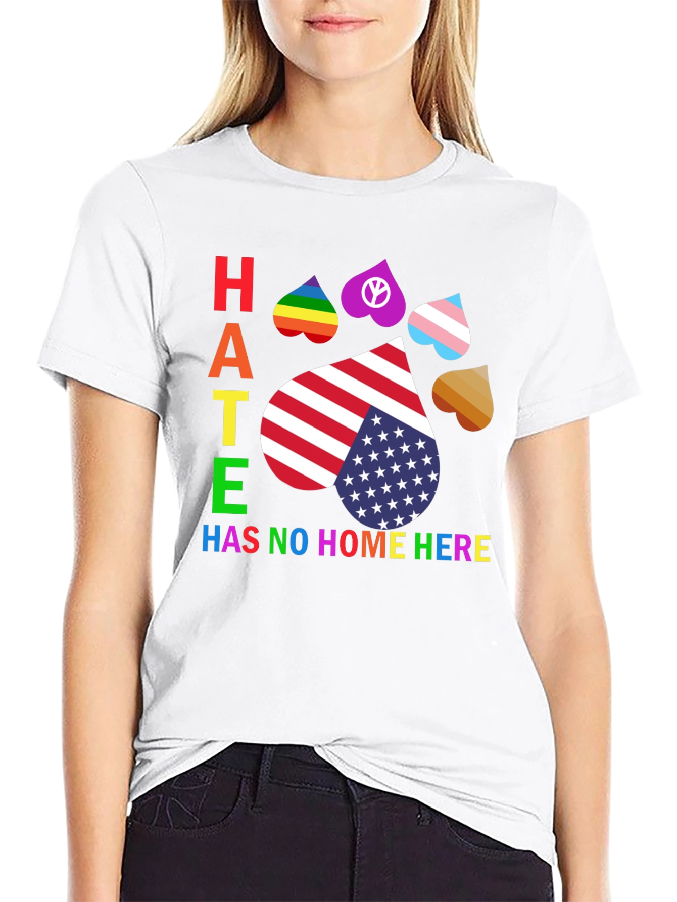 Hate Has No Home Here Pride Paw Print T-Shirt