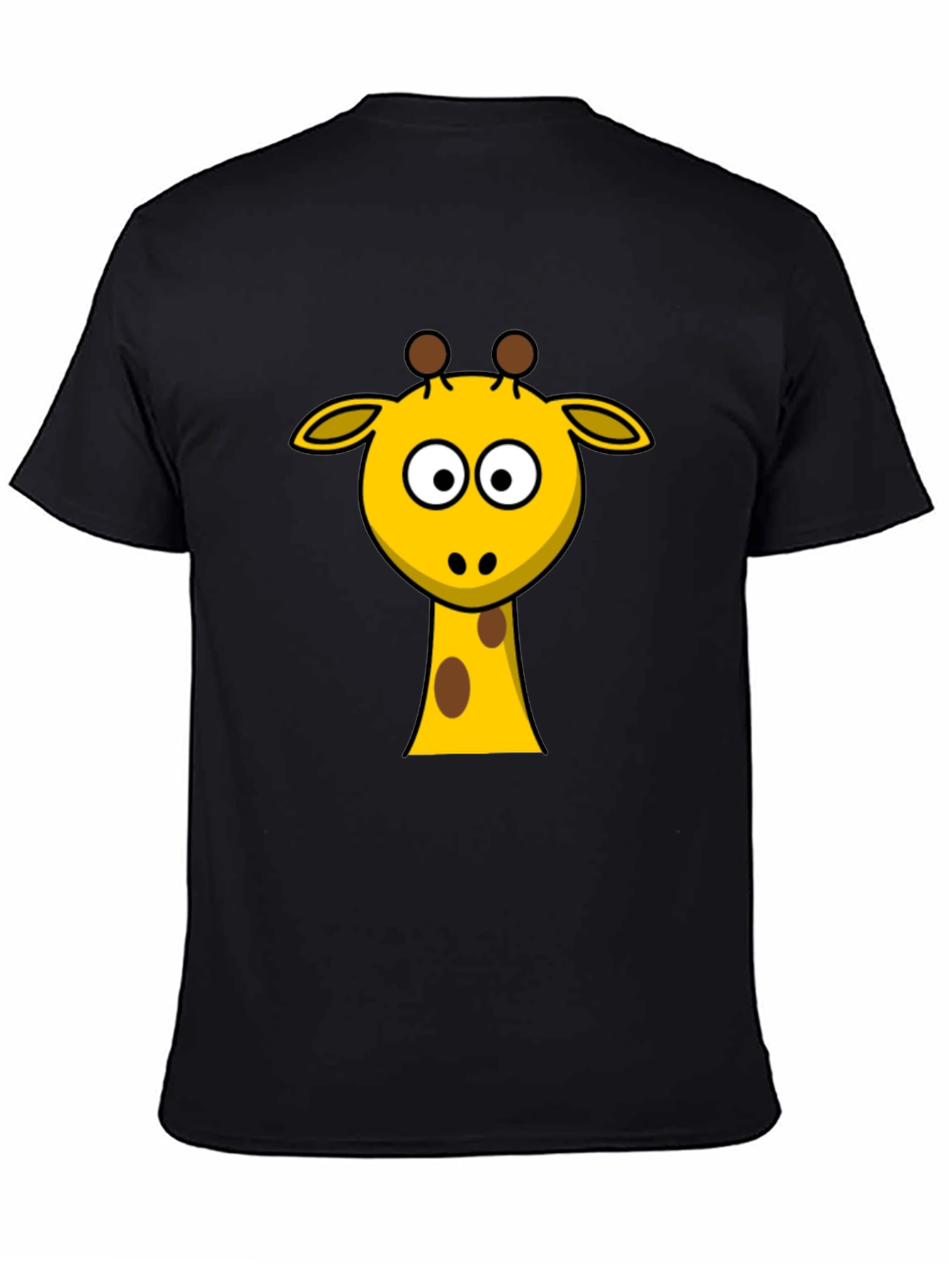 Cartoon Giraffe T-Shirt - Black Cotton Tee