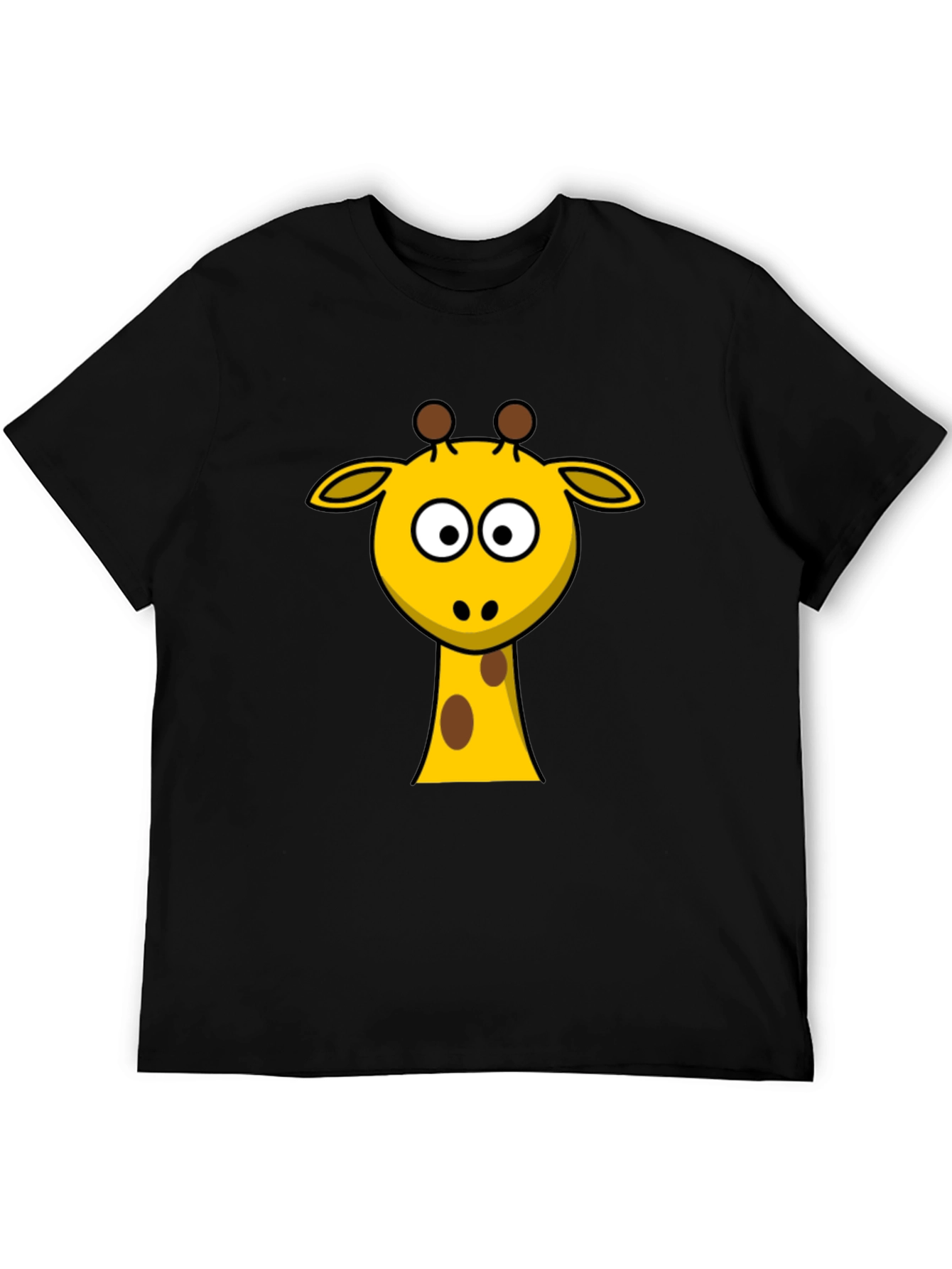 Cartoon Giraffe T-Shirt - Black Cotton Tee