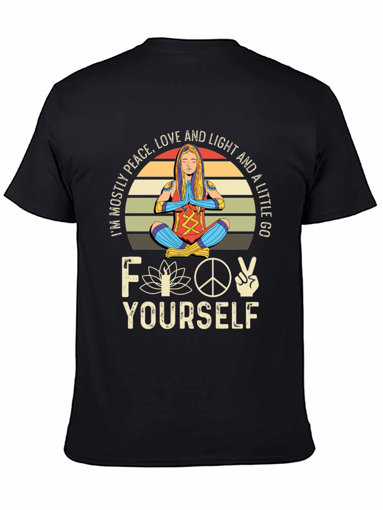 Peace Love Light Funny Yoga Graphic T-Shirt