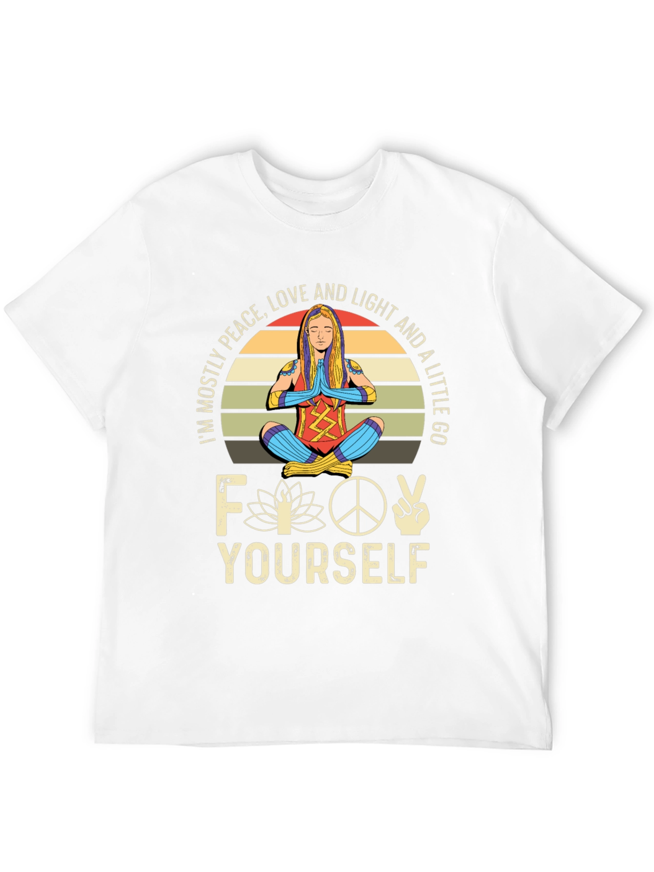Peace Love Light Funny Yoga Graphic T-Shirt