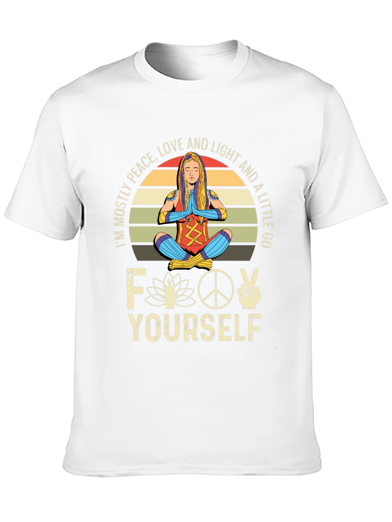 Peace Love Light Funny Yoga Graphic T-Shirt