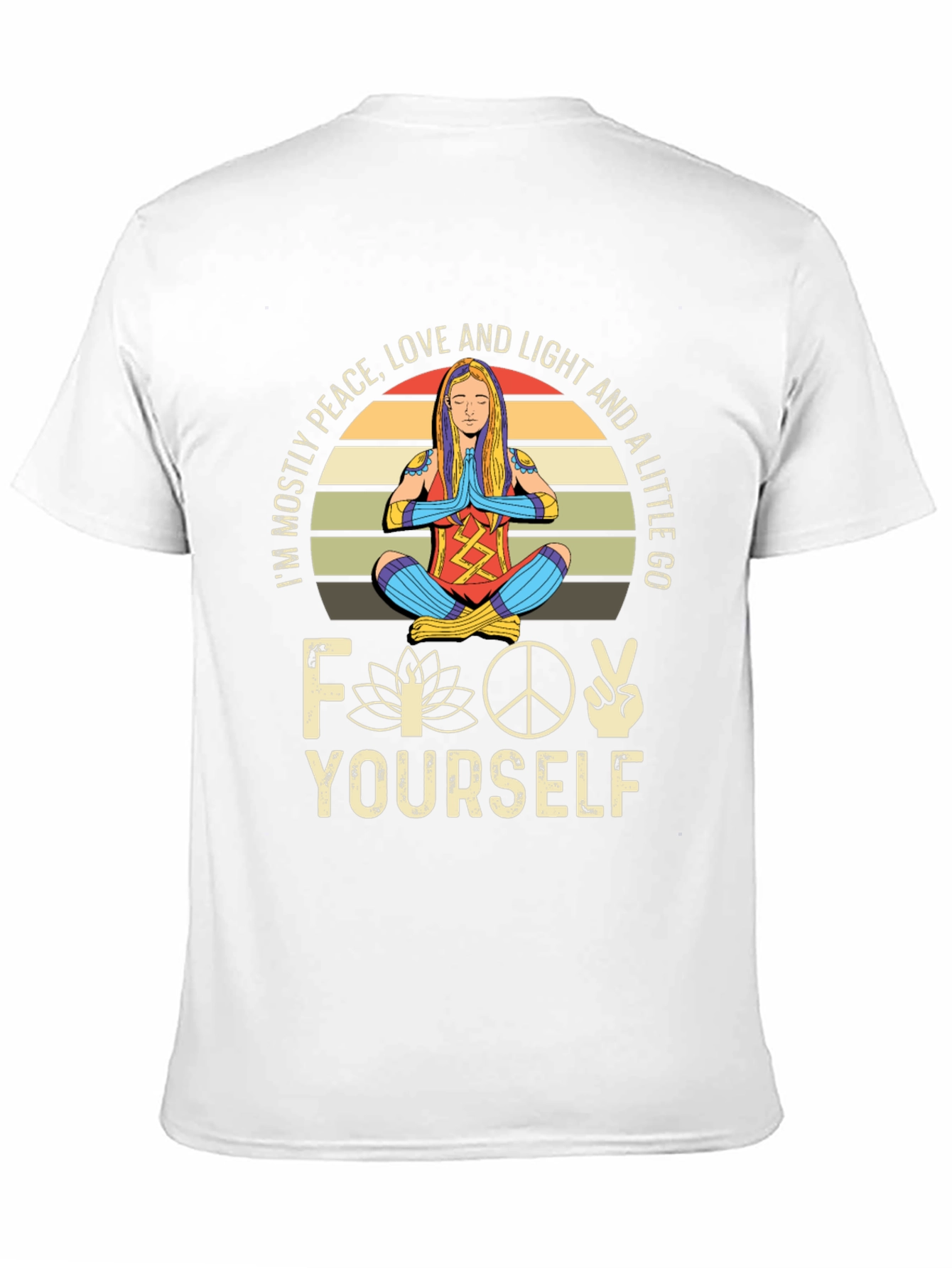 Peace Love Light Funny Yoga Graphic T-Shirt