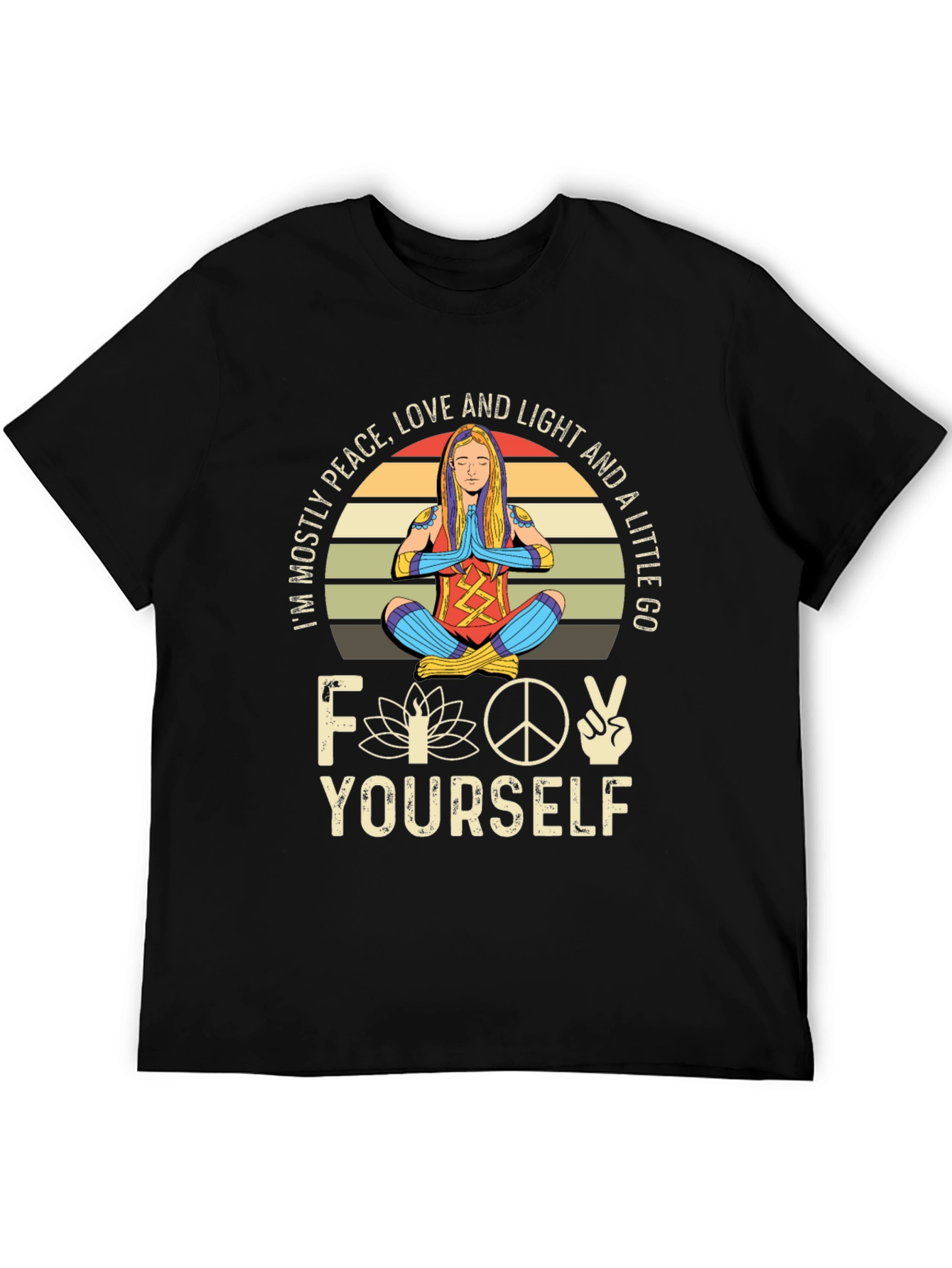 Peace Love Light Funny Yoga Graphic T-Shirt