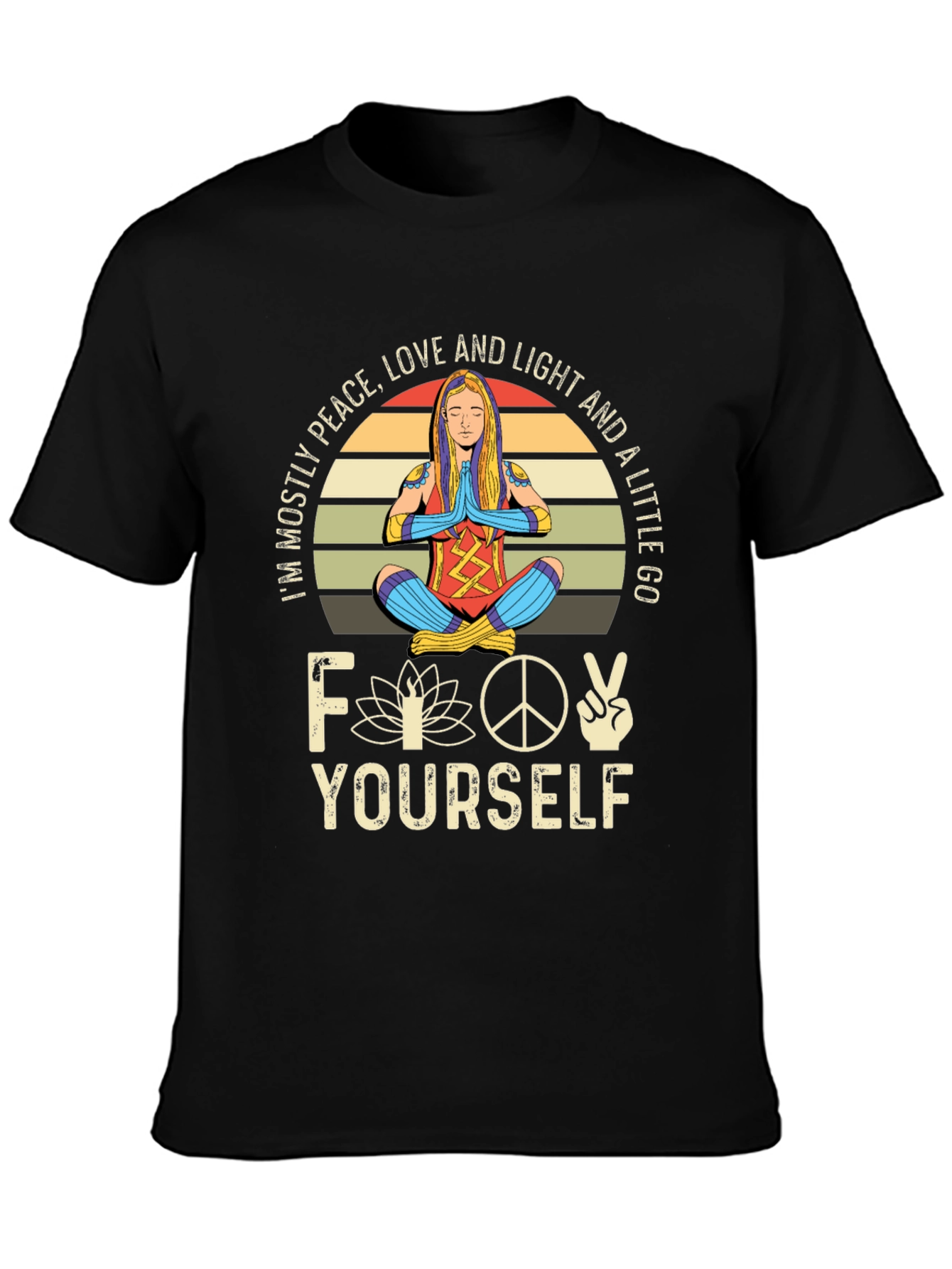 Peace Love Light Funny Yoga Graphic T-Shirt