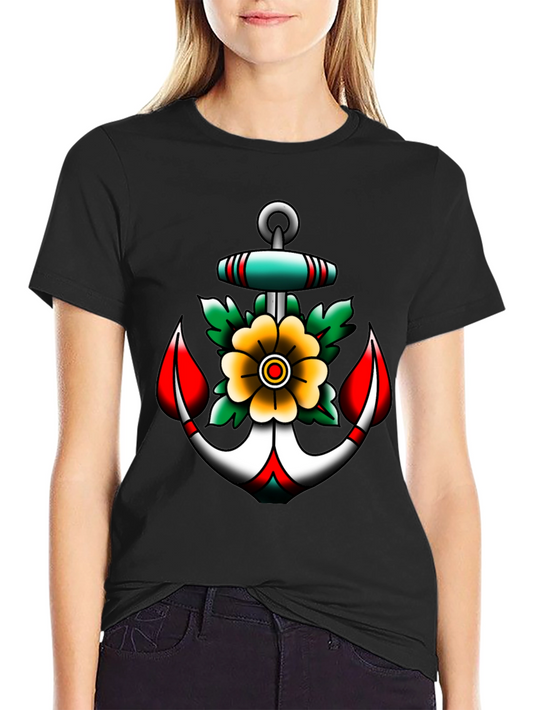 Anchor and Flower Graphic Tee