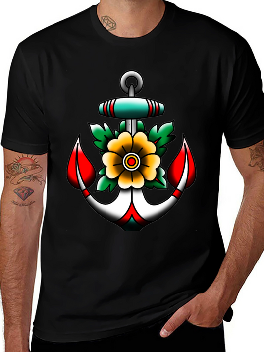 Anchor and Flower Graphic Tee