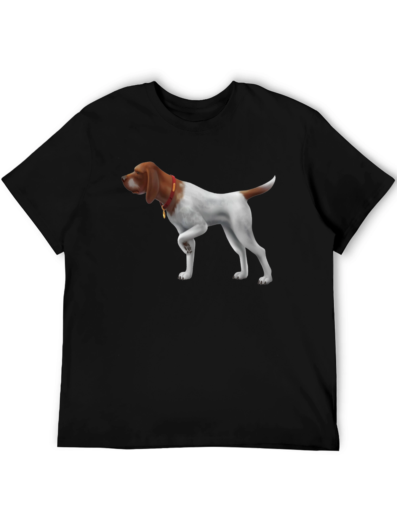 Dog Pointer Graphic Tee - Mens Black Cotton Shirt