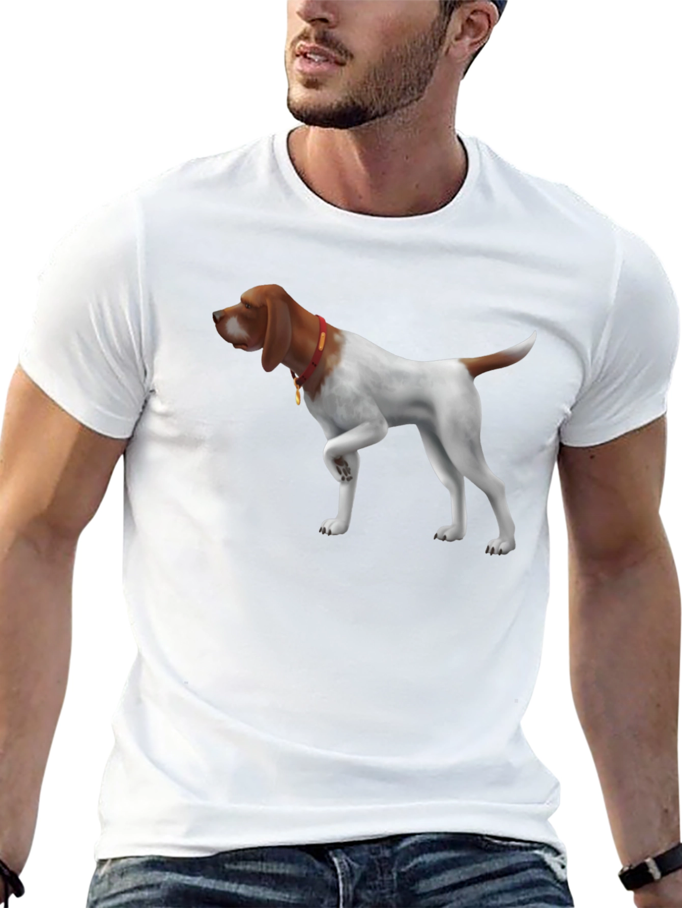 Dog Pointer Graphic Tee - Mens Black Cotton Shirt