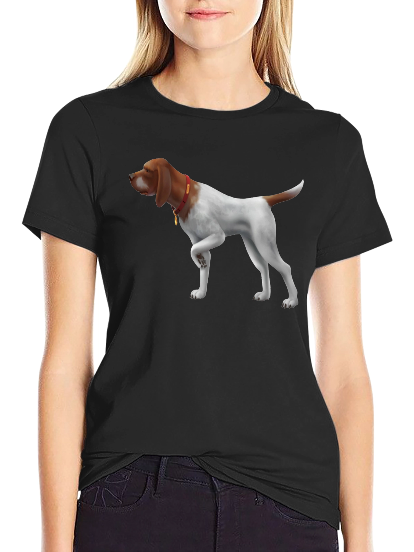 Dog Pointer Graphic Tee - Mens Black Cotton Shirt