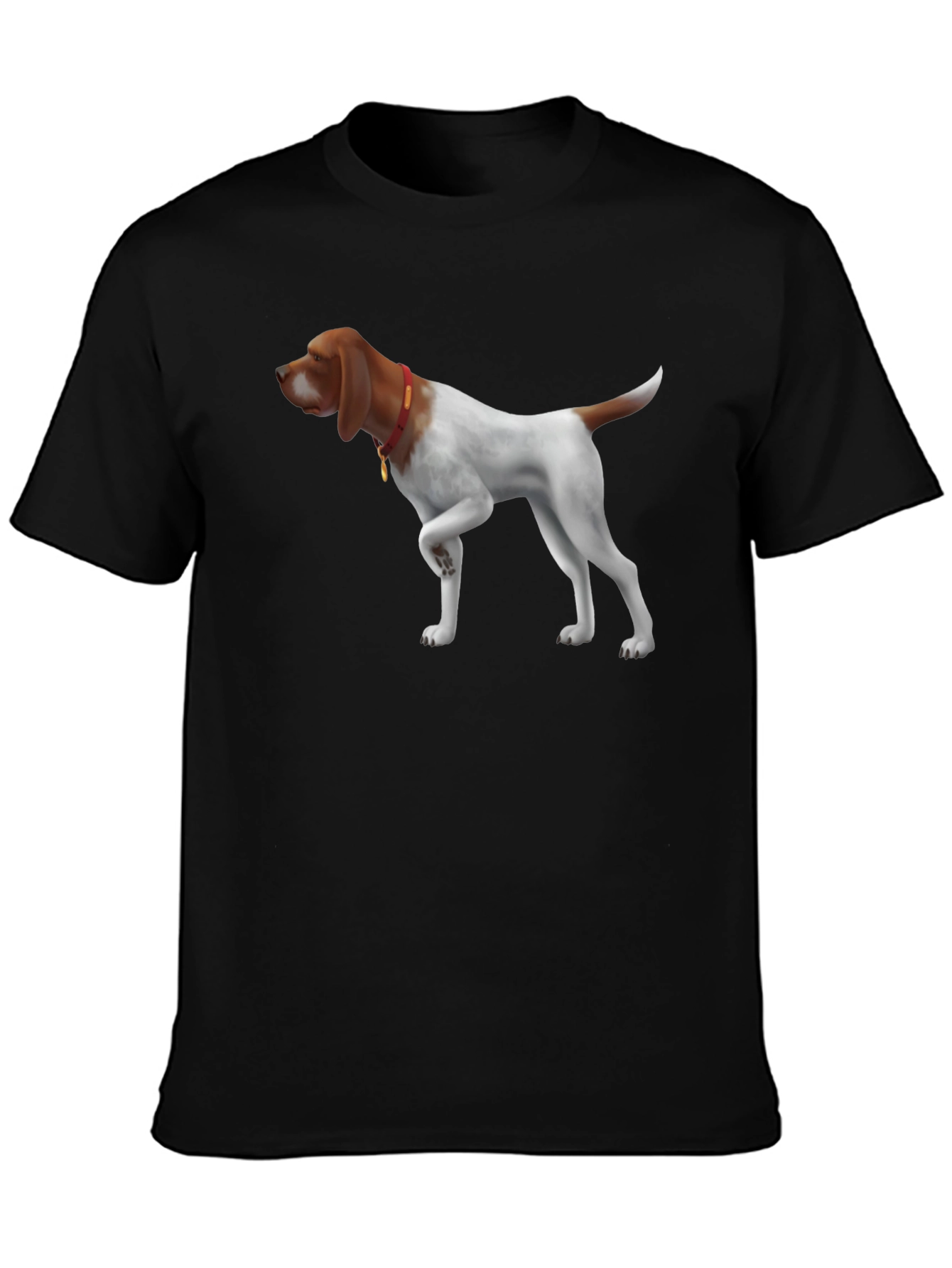 Dog Pointer Graphic Tee - Mens Black Cotton Shirt