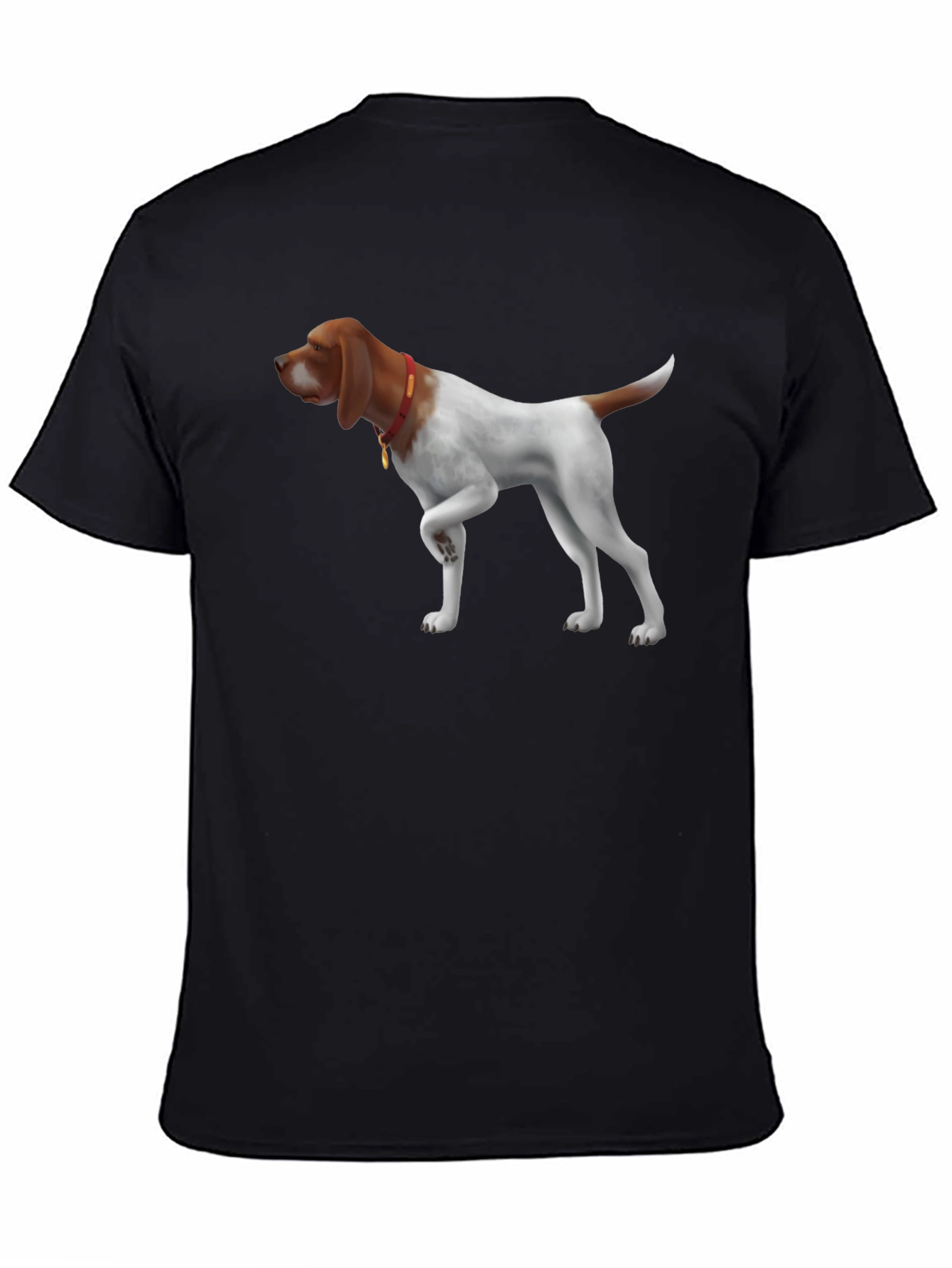 Dog Pointer Graphic Tee - Mens Black Cotton Shirt