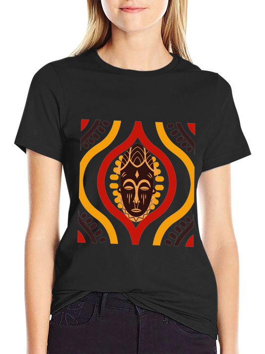 African Mask Graphic Black T-Shirt