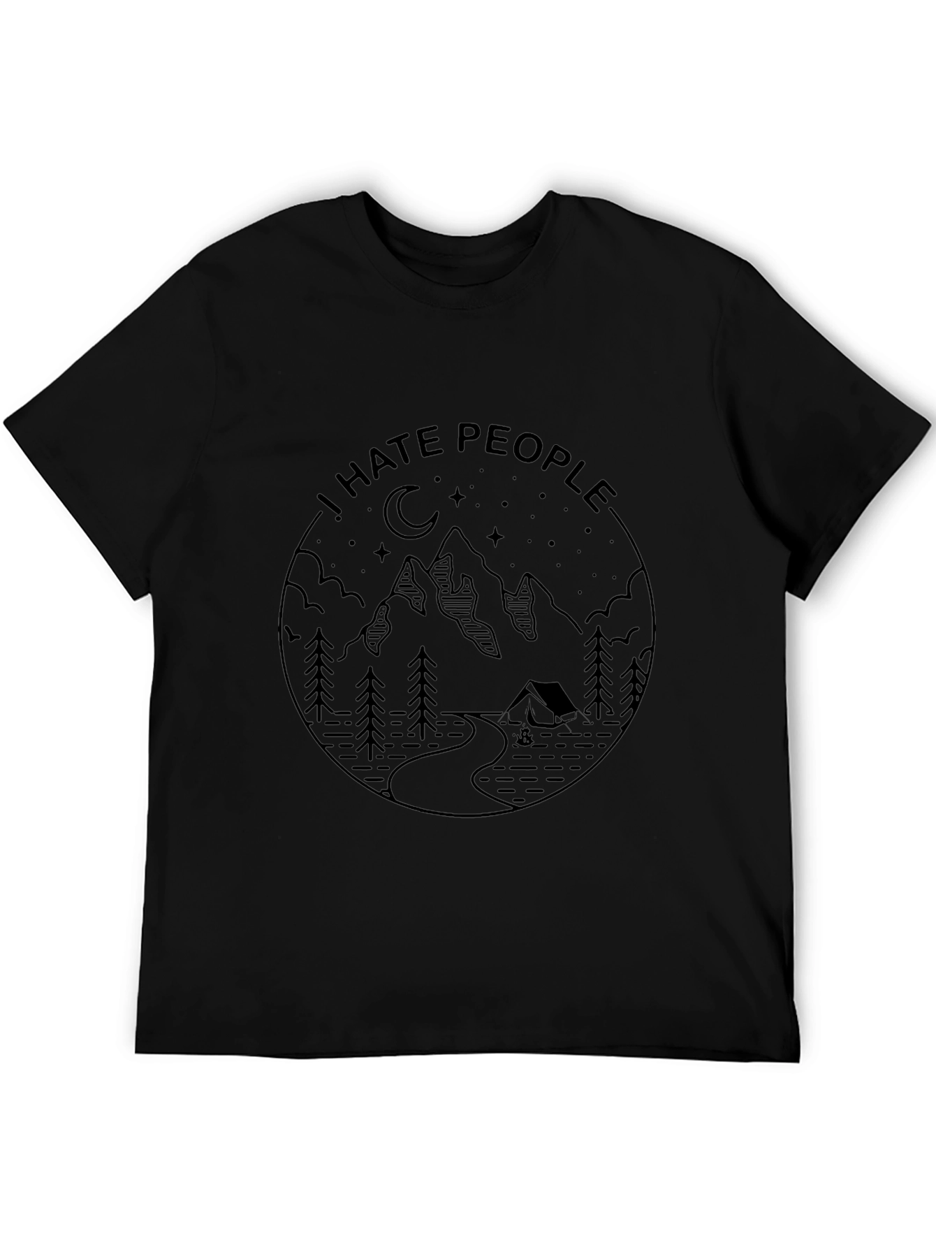 I Hate People Camping Graphic T-Shirt - Black