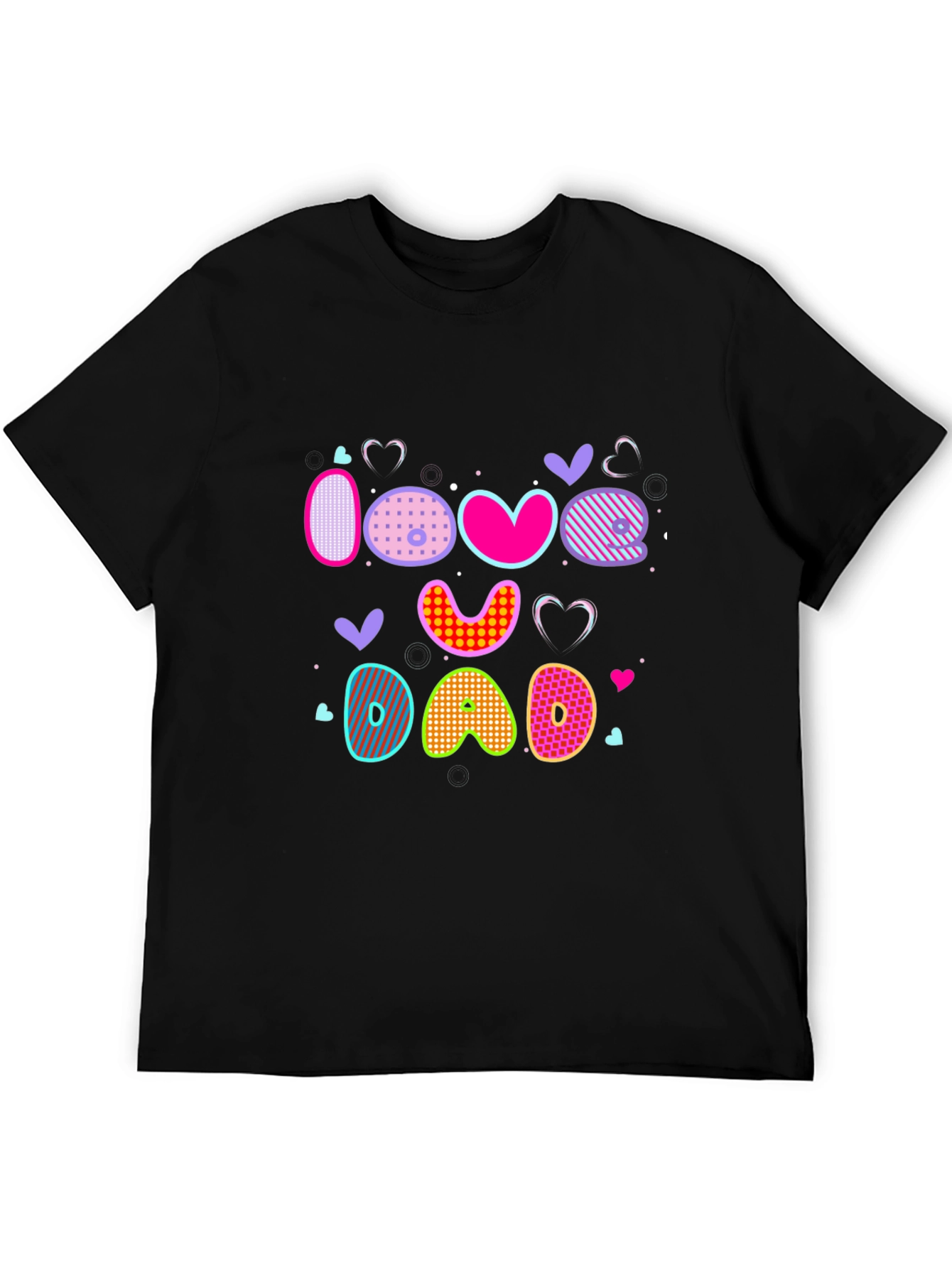 I Love Dad Graphic Print Black T-Shirt
