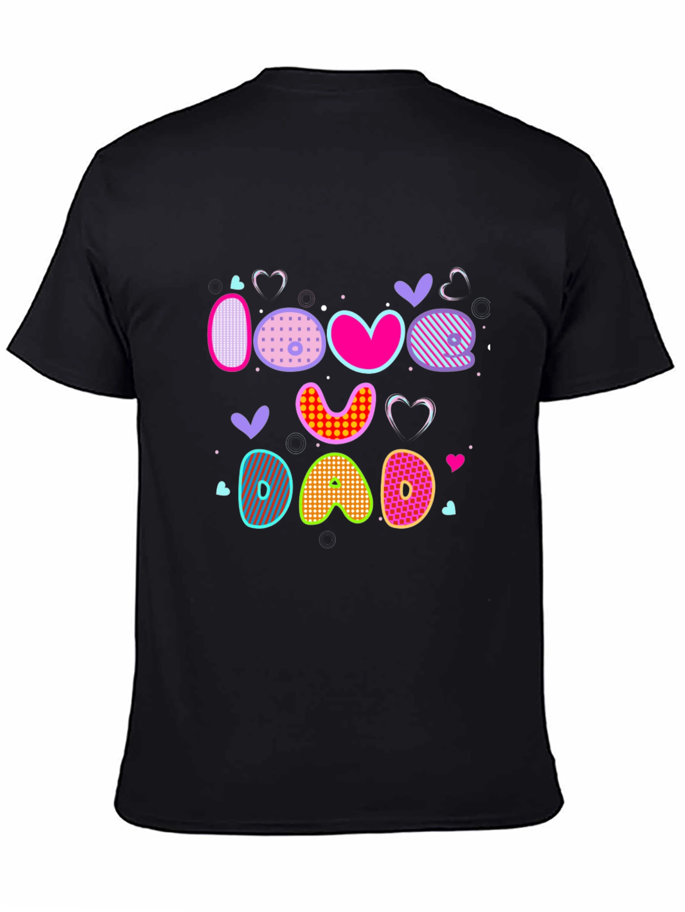 I Love Dad Graphic Print Black T-Shirt