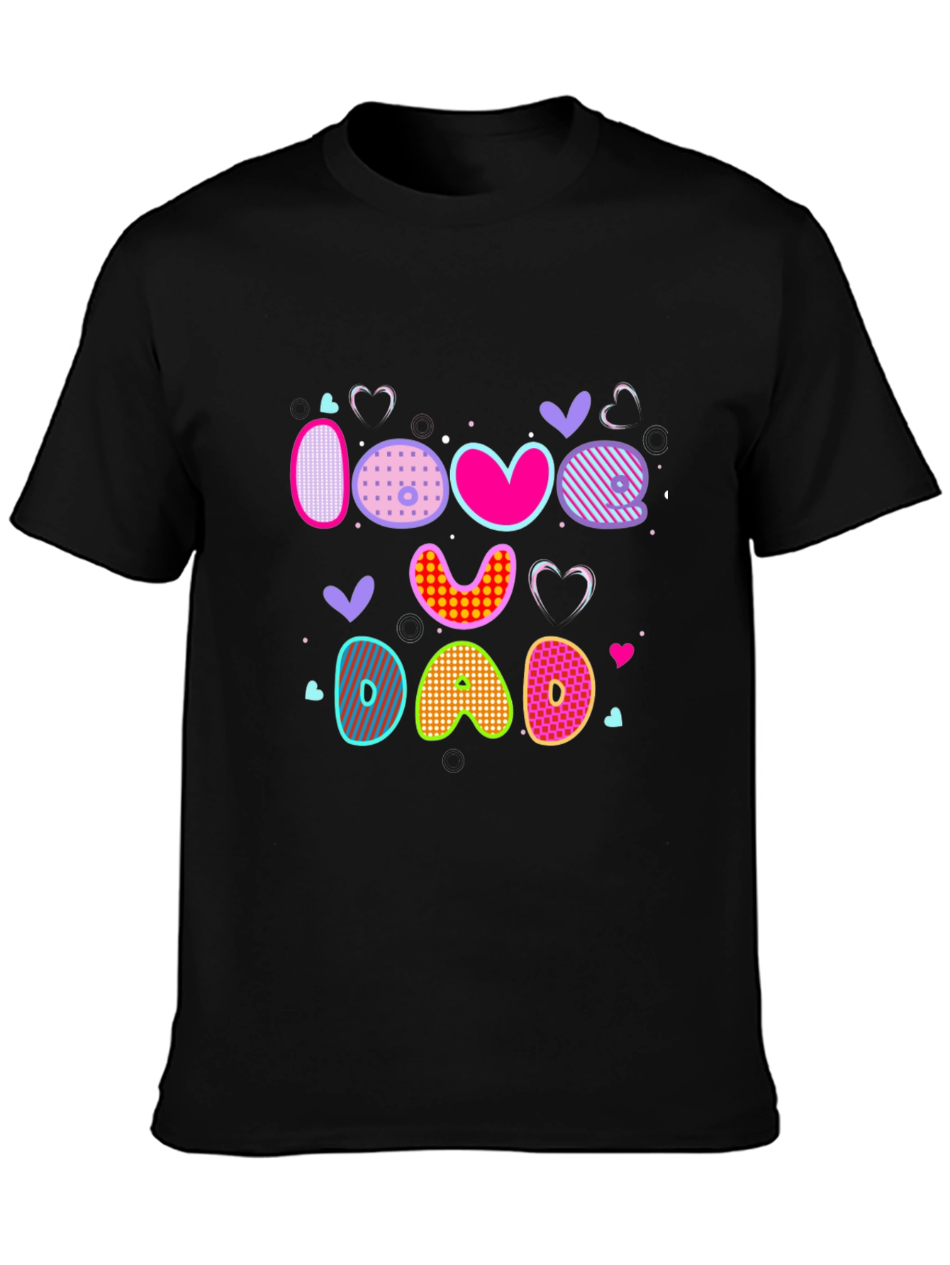 I Love Dad Graphic Print Black T-Shirt