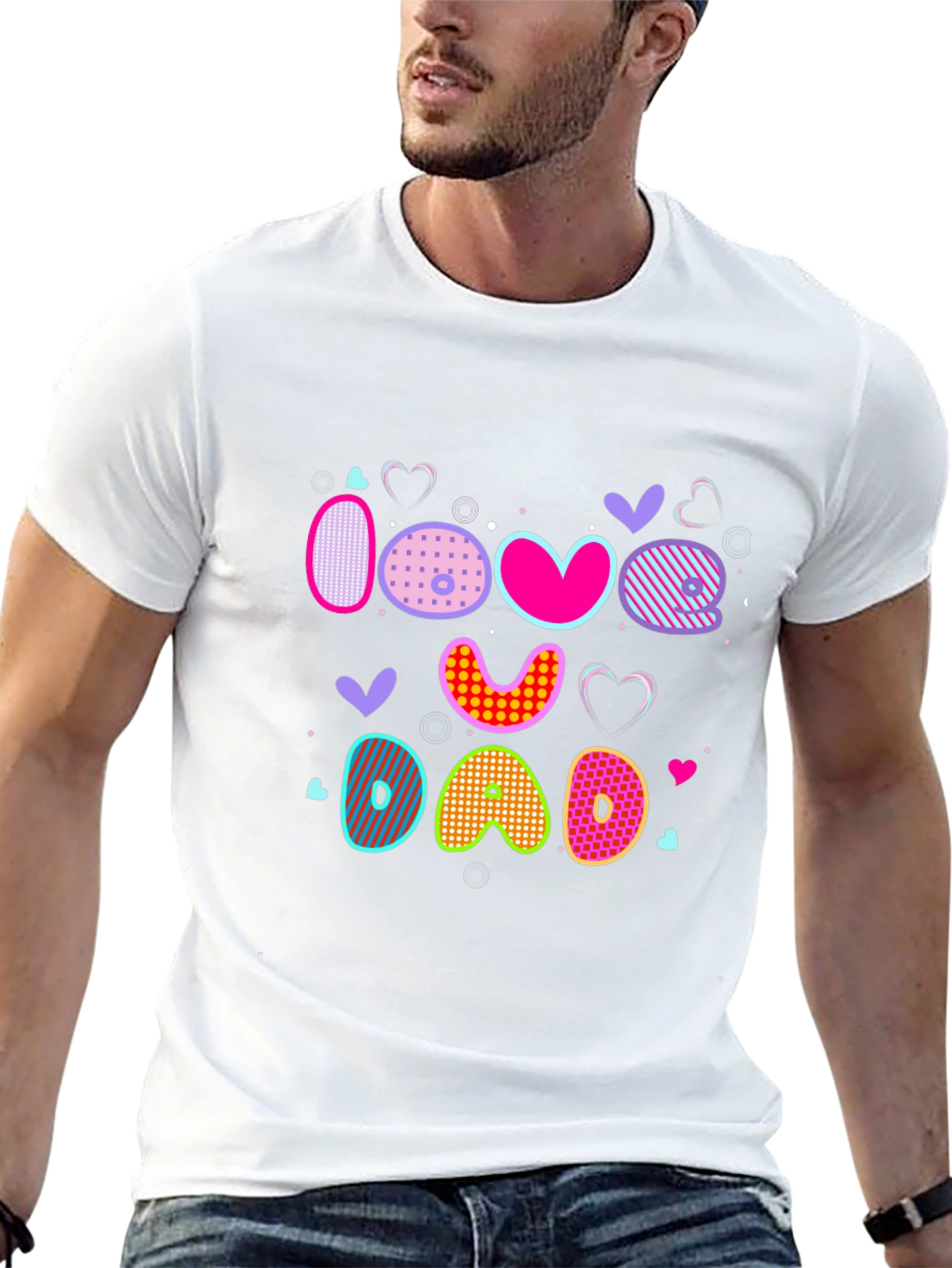 I Love Dad Graphic Print Black T-Shirt