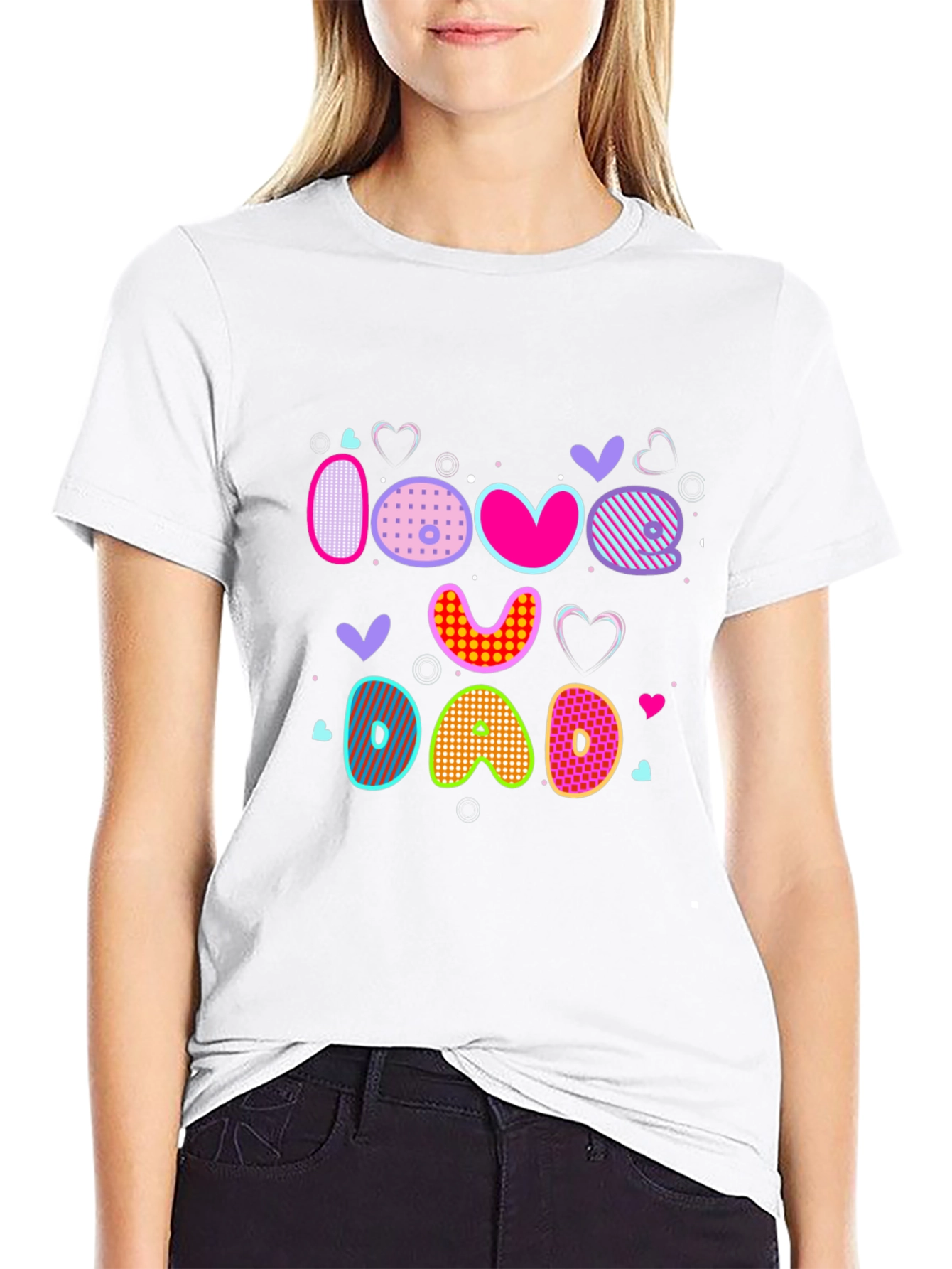 I Love Dad Graphic Print Black T-Shirt