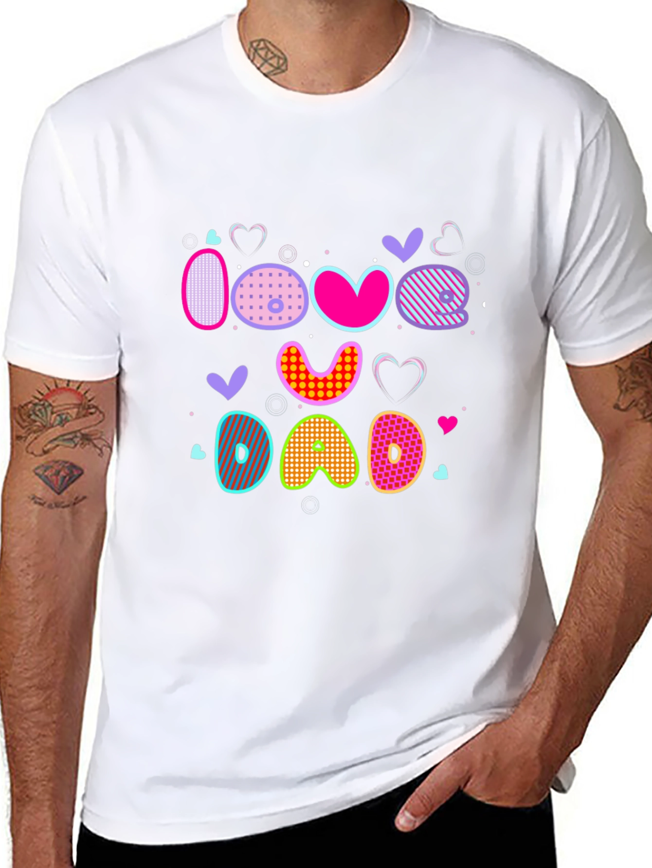I Love Dad Graphic Print Black T-Shirt
