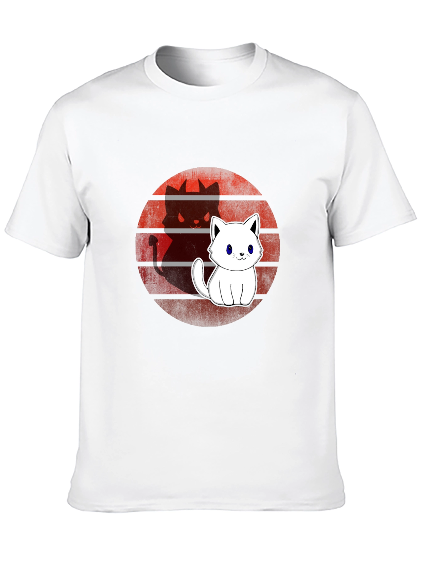Cute Cat Devil Shadow T-Shirt - Mens Black Tee