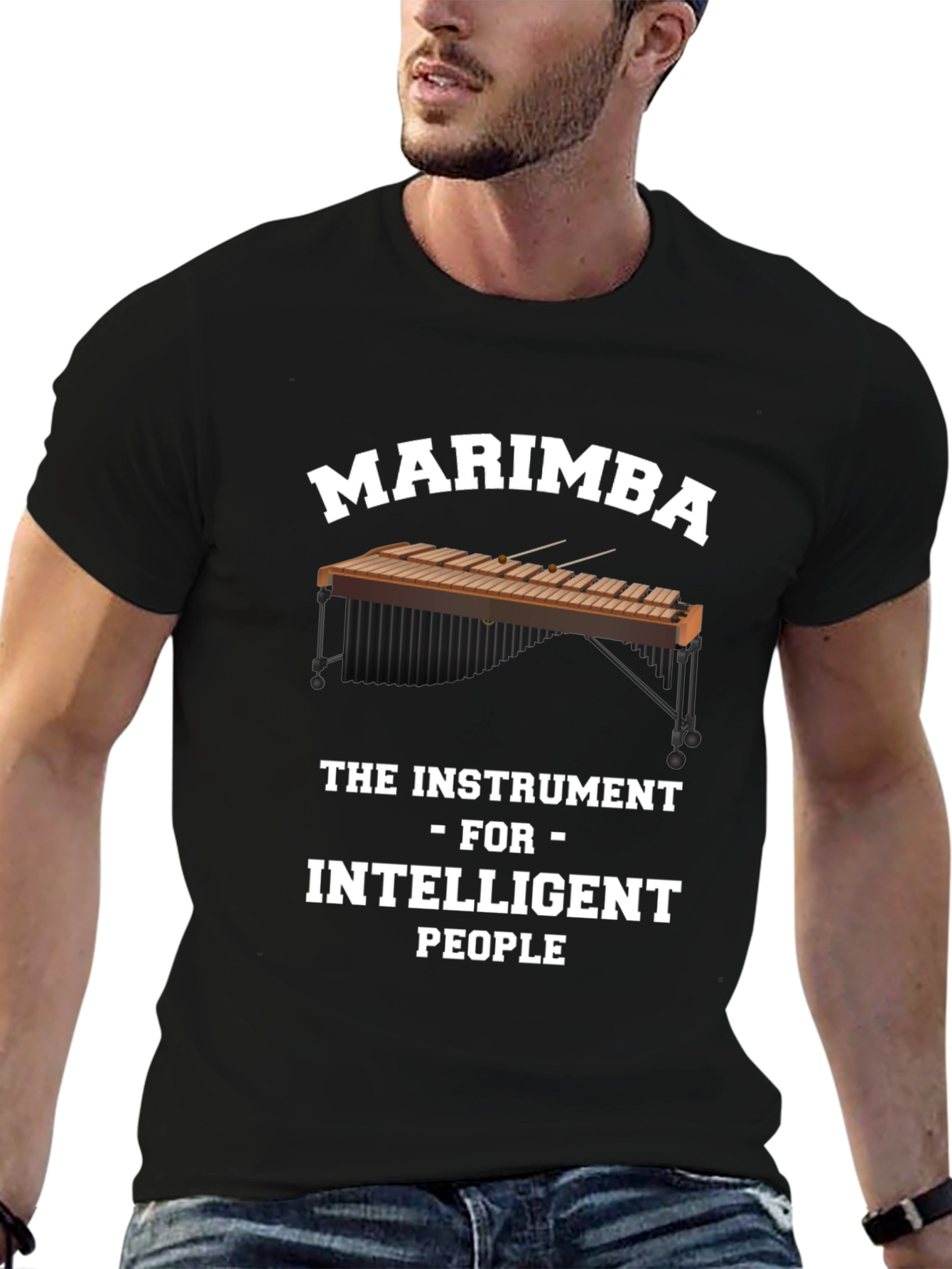 Marimba Instrument Intelligent People Black T-Shirt