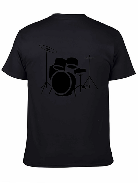 Drum Kit Graphic Print Black T-Shirt
