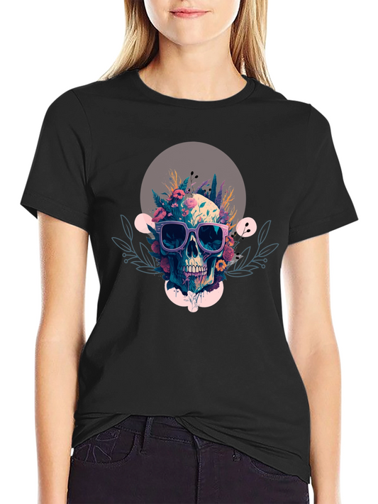 Floral Skull Graphic Tee - Cool & Unique Design