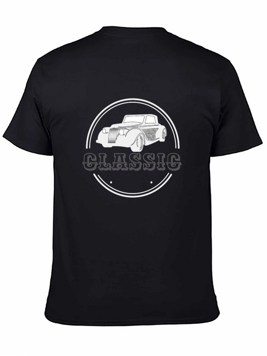 Classic Car Graphic Tee - Retro Style Black T-Shirt