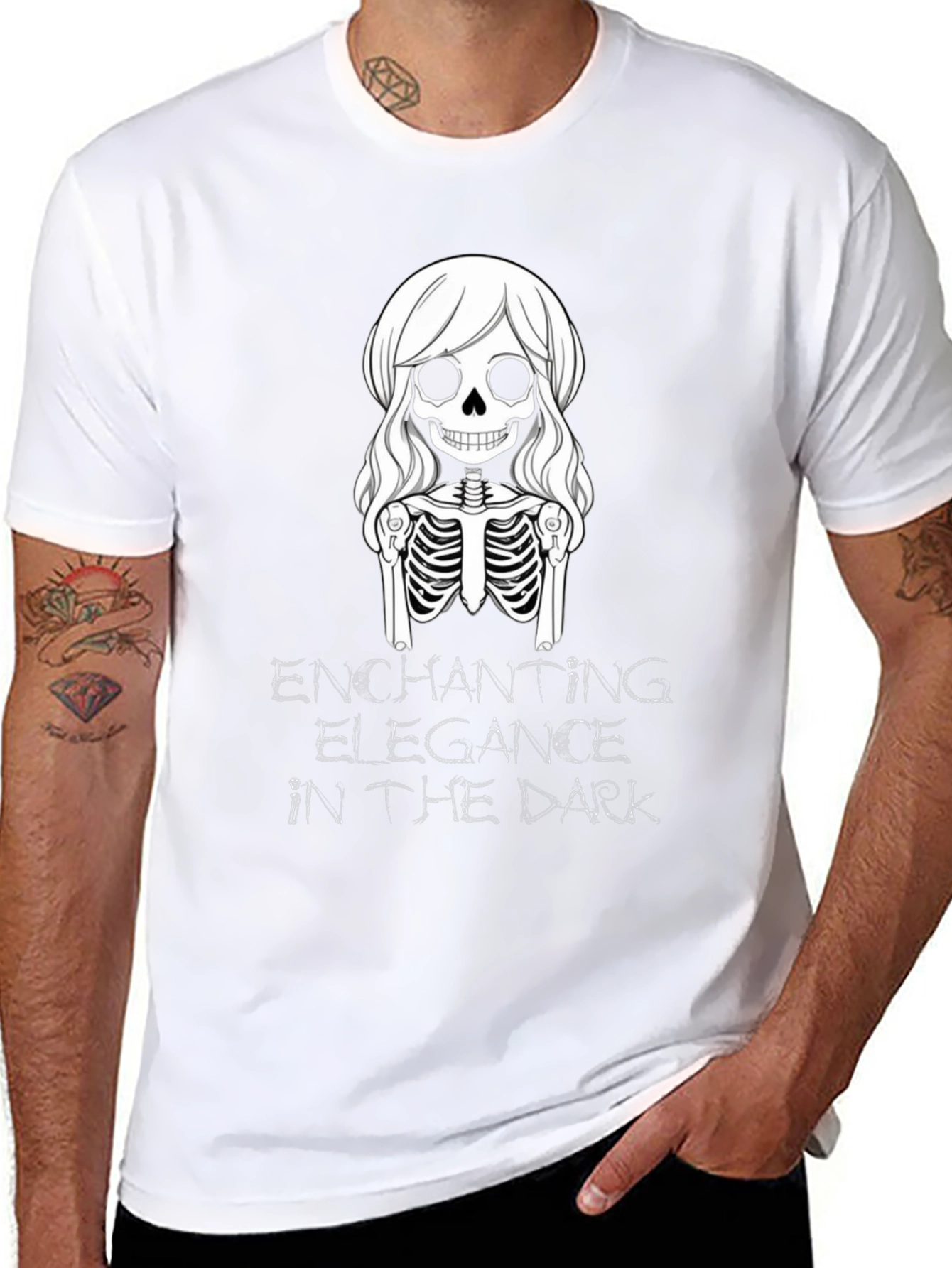Enchanting Elegance Skeleton Graphic T-Shirt