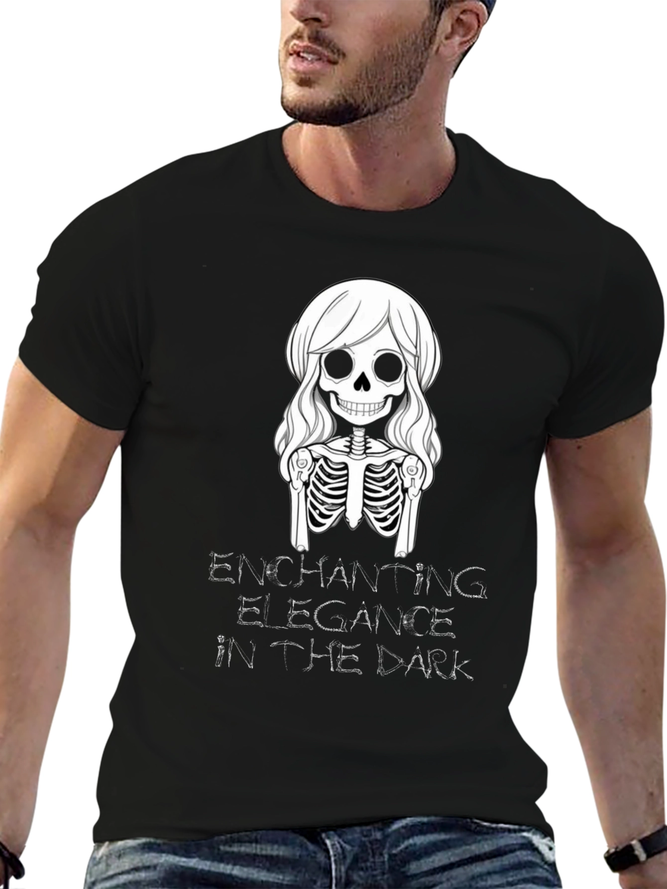 Enchanting Elegance Skeleton Graphic T-Shirt
