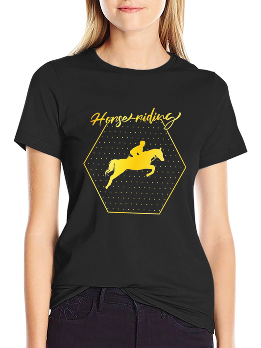 Equestrian Black T-Shirt - Horse Riding Design