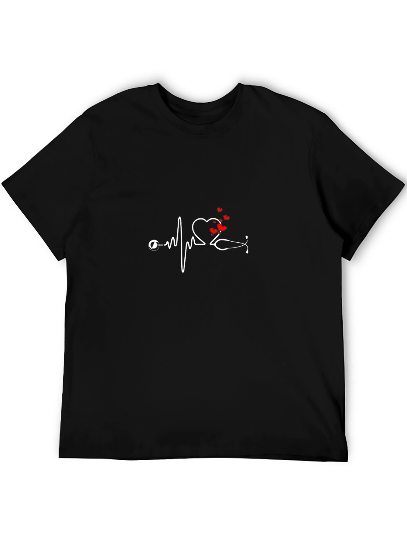 Heartbeat Stethoscope Graphic Tee - Black