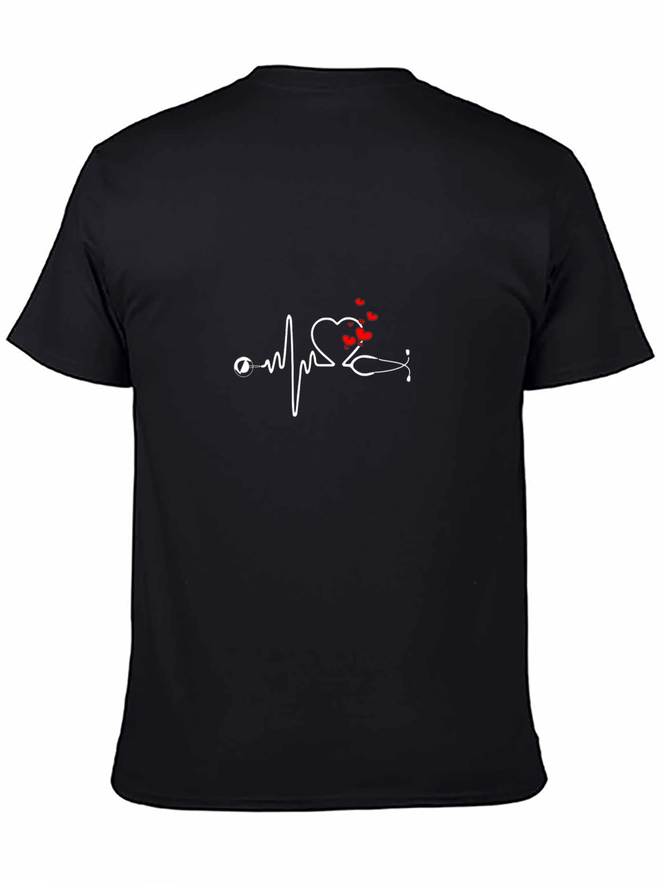 Heartbeat Stethoscope Graphic Tee - Black