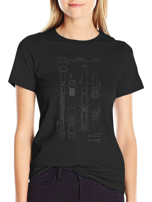 Clarinet Patent Print Black T-Shirt