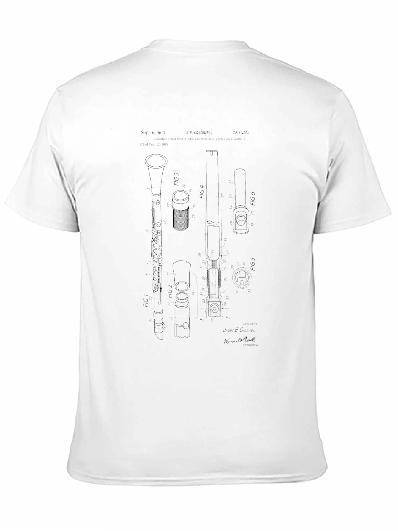 Clarinet Patent Print Black T-Shirt